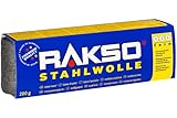RAKSO Stahlwolle fein 000-200g, 1 Banderole, Zwischenschliff von Lack, Schellack, poliert Kupfer, Messing & Öl, Wachs auf Holz